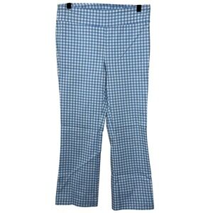 J. McLaughlin Pants Blue White Gingham Check Kick Boot Size 6 Coastal Summer
